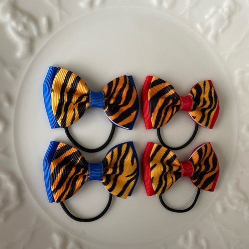 節分 重ねキッズリボン 青鬼 赤鬼 キッズ ヘアゴム クリップ ヘアゴム