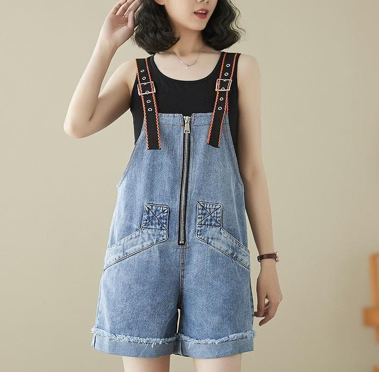 大きいサイズ レディース サロペット　パンツ　ショート　春夏 デニム 4,844円