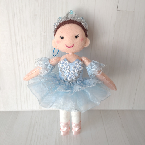 バレリーナドール＊フロリナ＊水色 フェルト人形 バレエマスコット