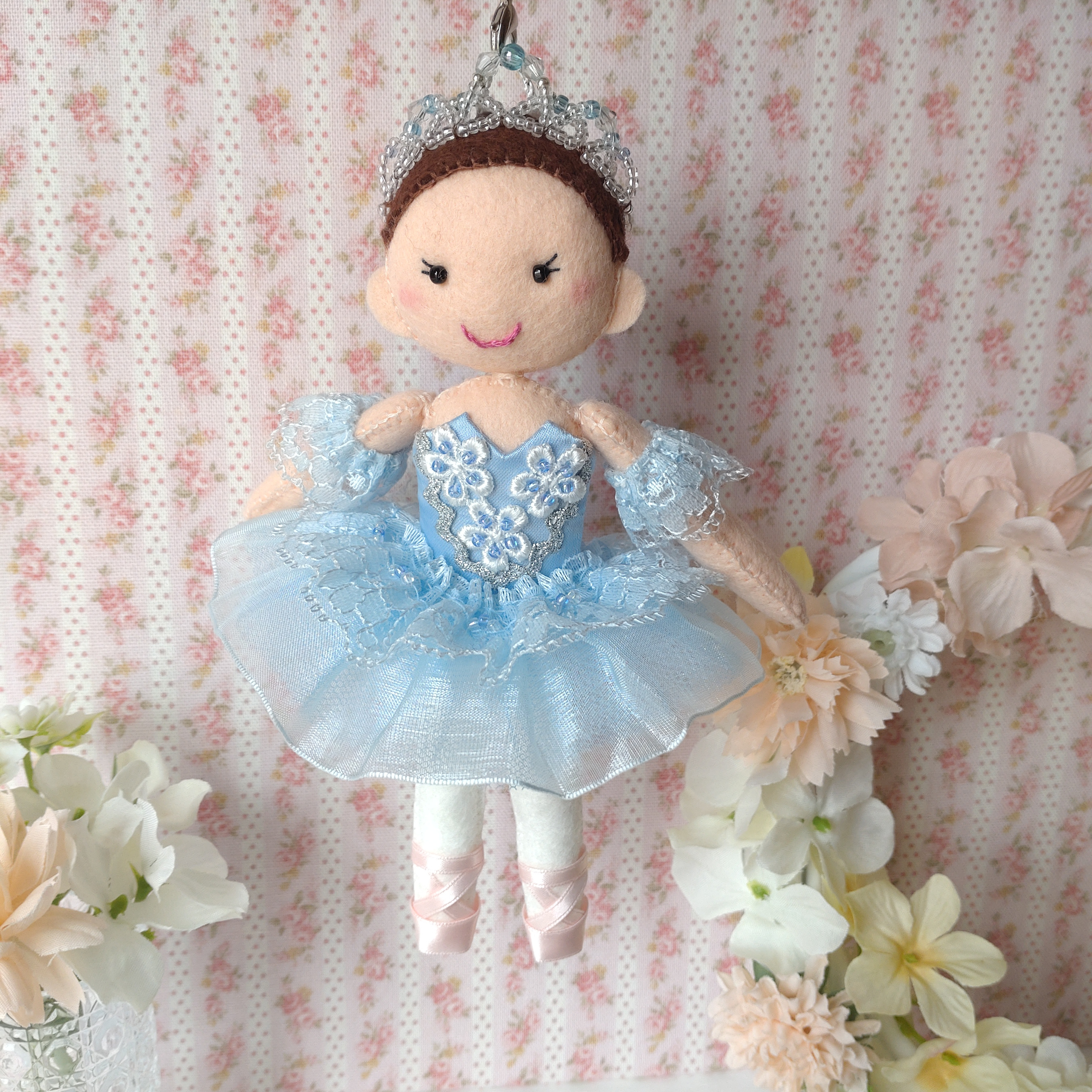 バレリーナドール＊フロリナ＊水色　フェルト人形　バレエマスコット　発表会　プレゼント