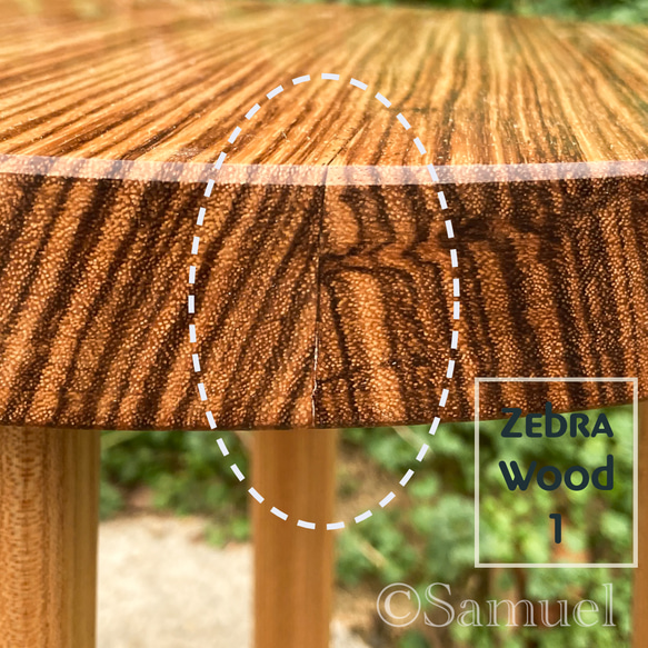 ◈家具のかたち：何の変哲もない家具「私に☺︎な丸椅子／ゼブラウッド ZebraWood」│Roundchair 銘木稀少 10枚目の画像