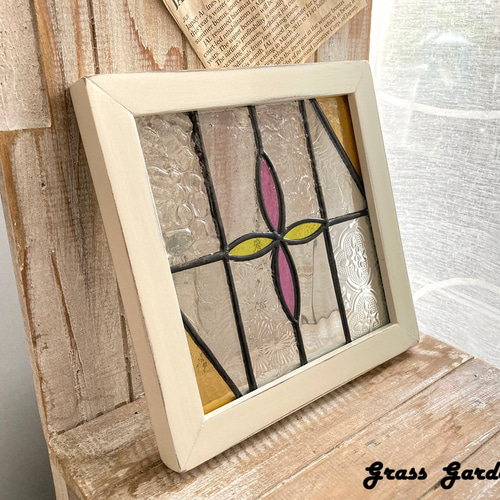 RUKA様ご予約商品】ステンドグラスパネル クロス柄ピンク/イエロー