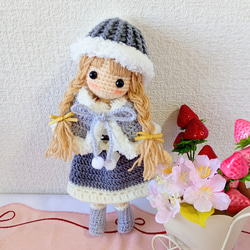 ✿水色ワンピースの女の子 着せ替えあみぐるみ あみぐるみ Karin