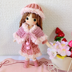 ✿水色ワンピースの女の子 着せ替えあみぐるみ あみぐるみ Karin