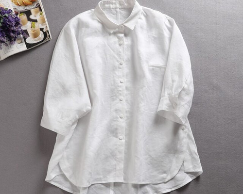 ☆サンプルセール 1点のみ☆f8042411ブラウス麻 天然 リネン 清涼感