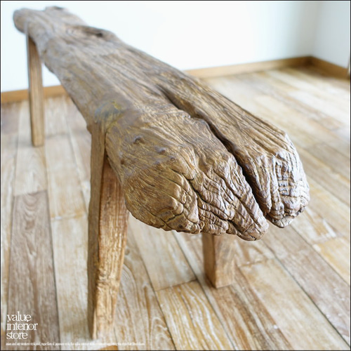 オールドチーク無垢材 プリミティブベンチAnk/138cm 長椅子 古材家具