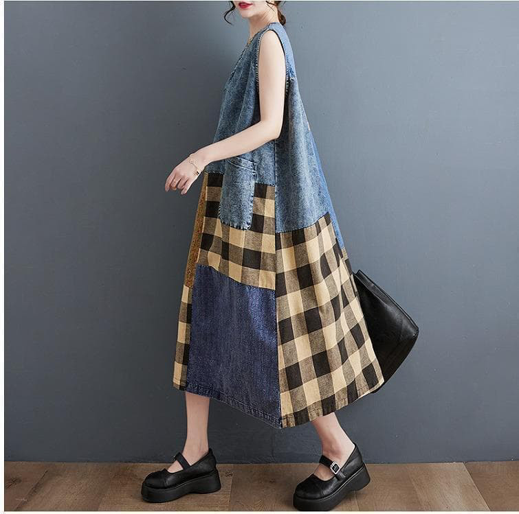 大きいサイズ レディース ワンピース　ノースリーブ　デニム　春夏 秋 新品