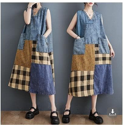 大きいサイズ レディース ワンピース　ノースリーブ　デニム　春夏 秋 新品