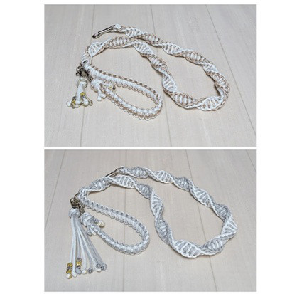 パラコードリード 大型犬用 Wねじり平編みカフェリード 100cm ２カラー８本編み タッセル付き