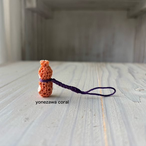 瓢箪．珊瑚根付け.縁起物.出世運.成功運⭐︎送料無料 ネックストラップ