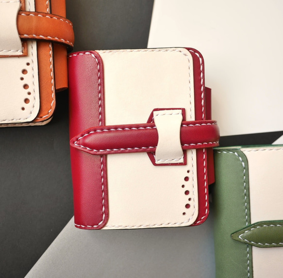 旅する手帳 アイボリー×赤 ─ M5サイズ システム手帳 栃木レザー 姫路