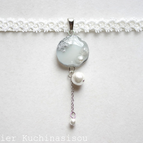 受注製作】レジンアート スライスアゲートとタティングレースとサテン