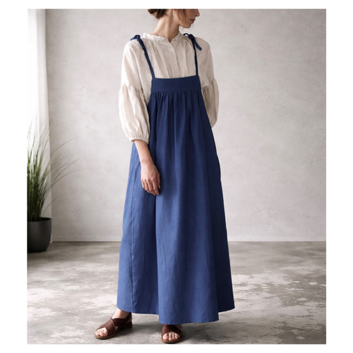 GASA紺メルトンピエロカラーエプロンワンピース GASA紺メルトンピエロカラーエプロンワンピース - メルカリ