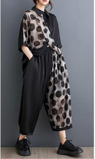 大きいサイズ レディース セットアップ　パンツ　春夏 秋 新品 半袖　トップス