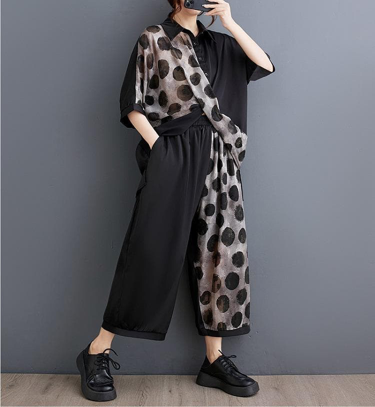 大きいサイズ レディース セットアップ　パンツ　春夏 秋 新品 半袖　トップス