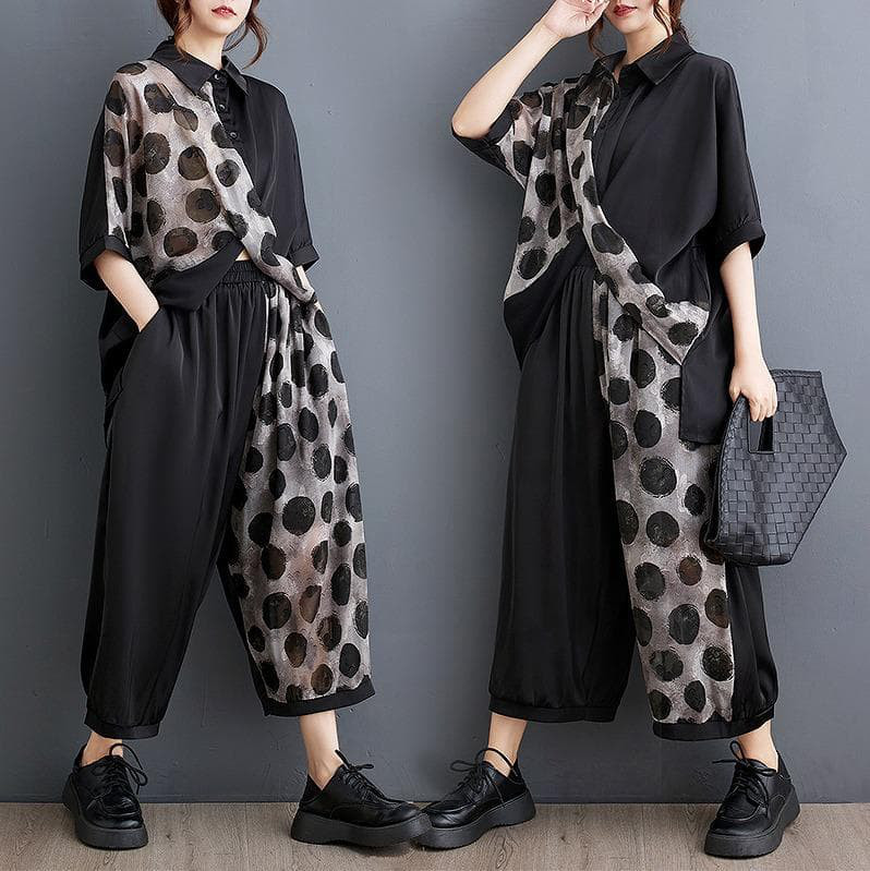 大きいサイズ レディース セットアップ　パンツ　春夏 秋 新品 半袖　トップス