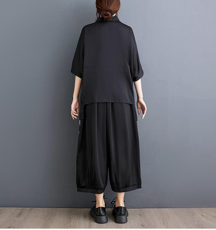 大きいサイズ レディース セットアップ　パンツ　春夏 秋 新品 半袖　トップス