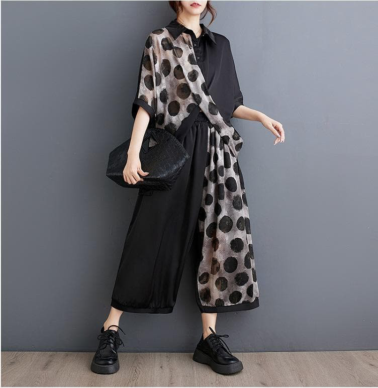 大きいサイズ レディース セットアップ　パンツ　春夏 秋 新品 半袖　トップス