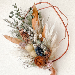 横向きスワッグ ベージュピンク ドライフラワー 横長スワッグ スワッグ