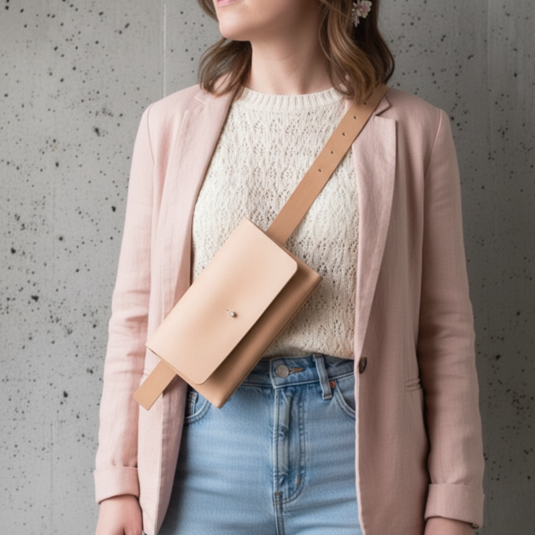 春の相棒　ヌメ革ミニサコッシュ｜2WAY仕様｜ショルダー＆ポーチ｜スマホ・財布収納　イタリアンレザー　きなりナチュラル