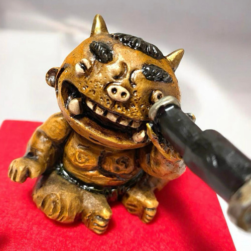 黄鬼 【望遠鏡から福見える】幸福鬼 福を招く オニ 置物 玄関 節分