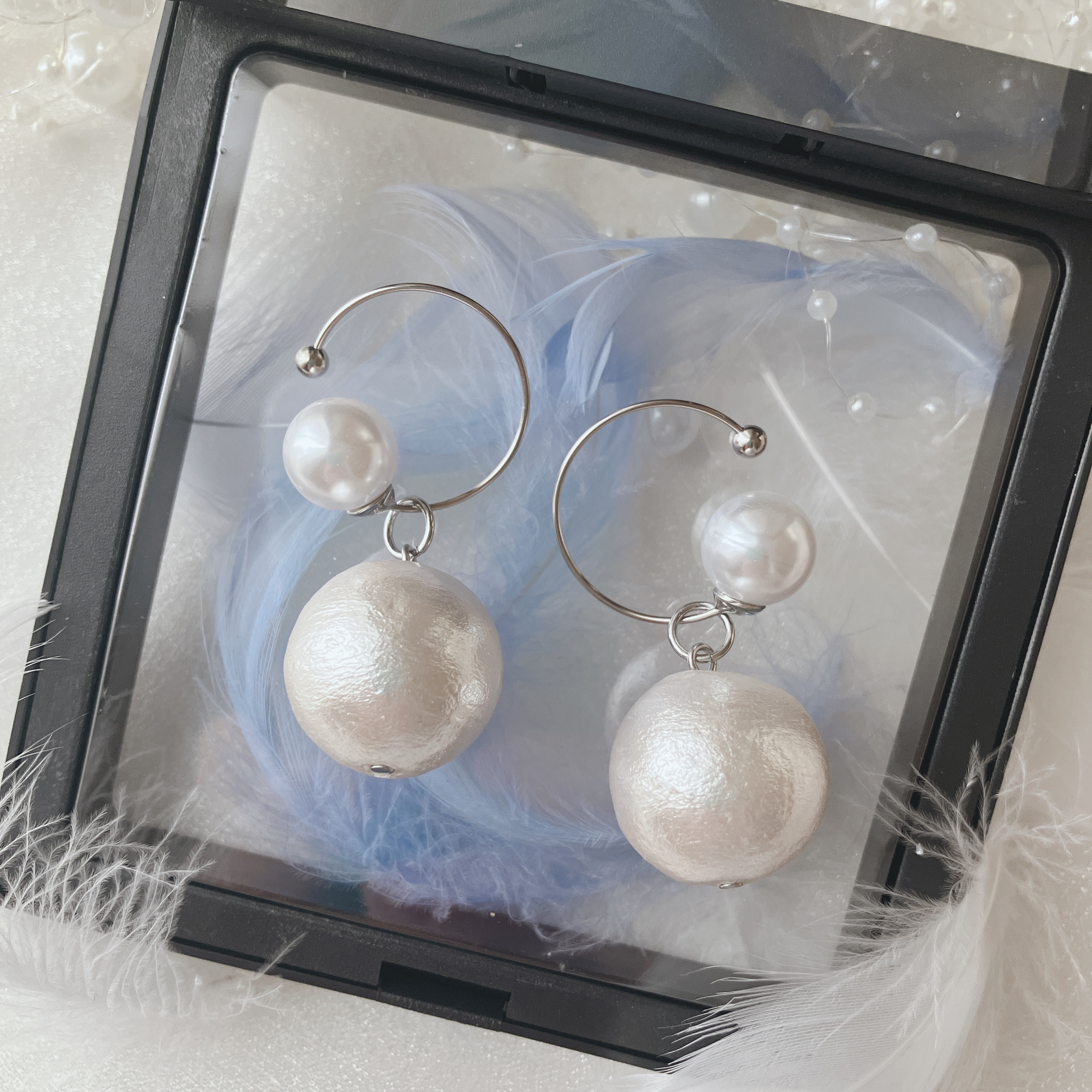 【さとう式公式カフ】2way・取り外し可能コットンパールのチャーム付きシンプルカフ