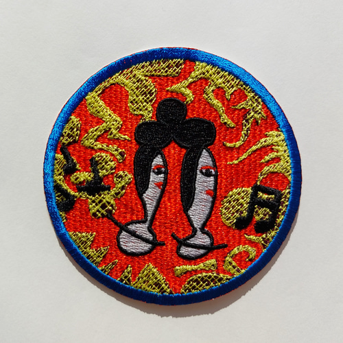 【激レア】FOTUS 胎児 ワッペン 赤 リストバンド Y2K ファンキーサイケ レッド ワッペン 音符 刺繍 ホームメイド 個性的