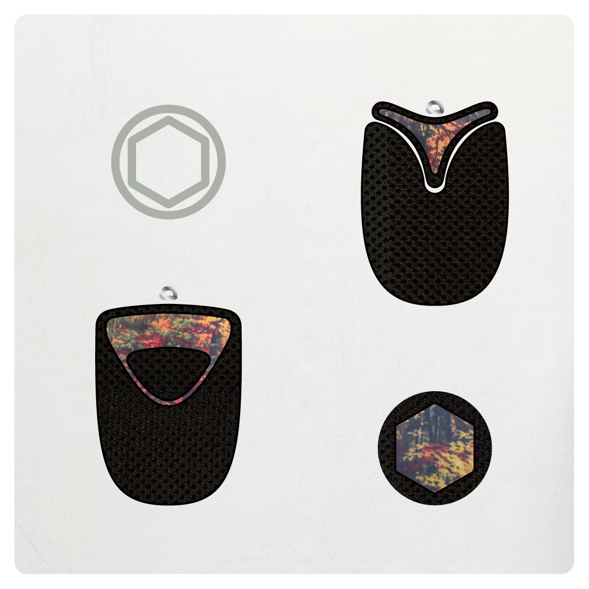 ヘキサゴンサコッシュ『CA-006』ブラック・ボタニカルレッド