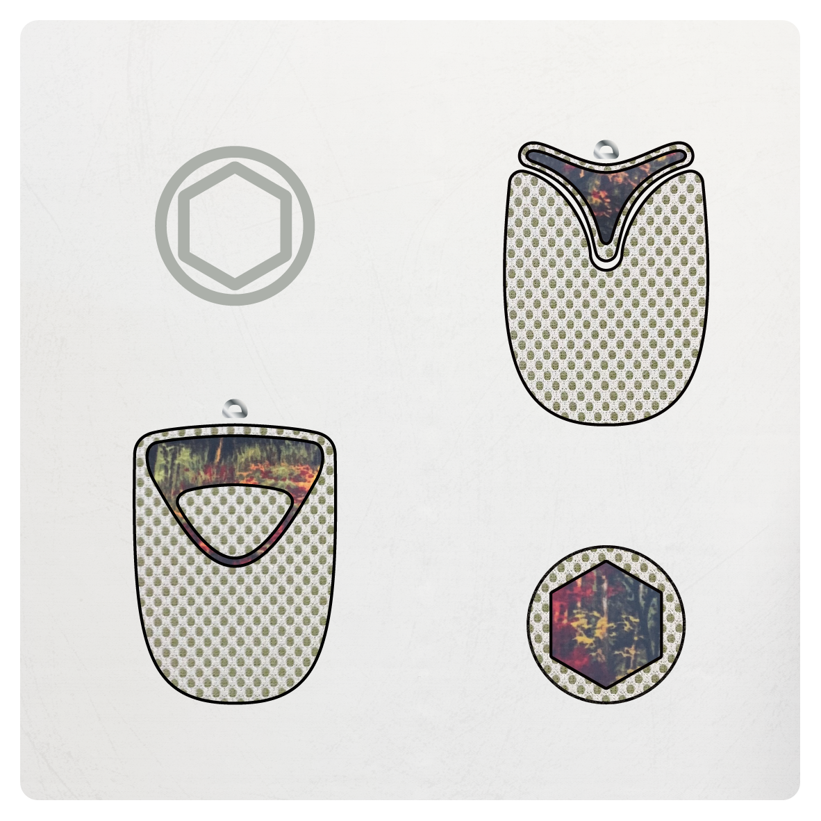 ヘキサゴンサコッシュ『CA-006』オフホワイト・ボタニカルレッド