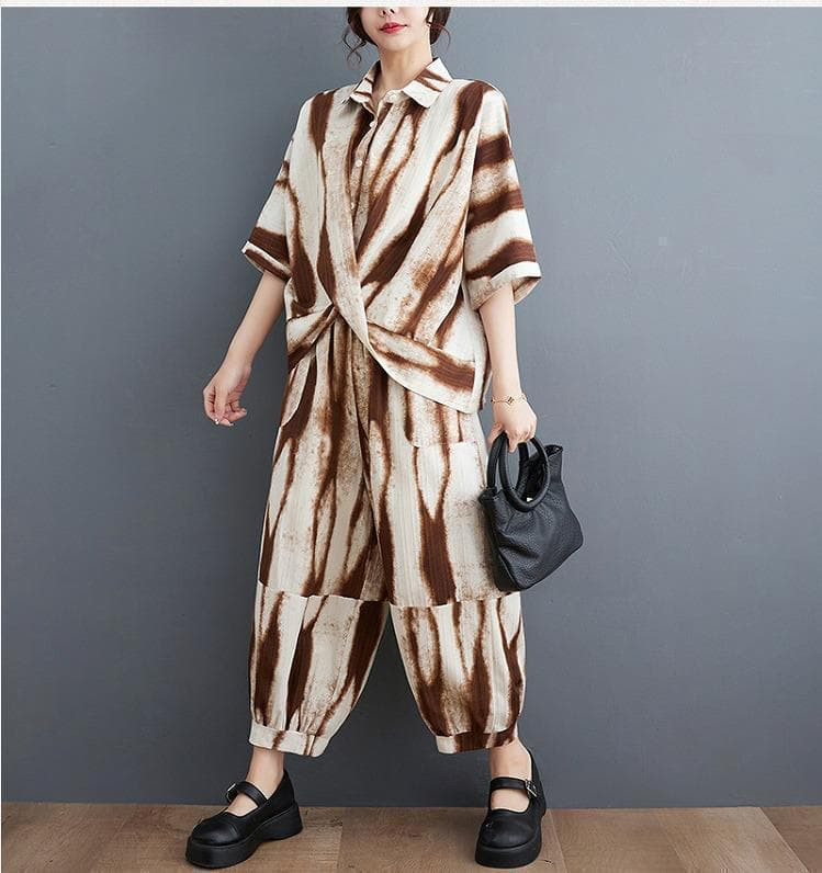 大きいサイズ レディース セットアップ　パンツ　トップス　春夏 秋 新品 半袖