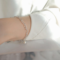 925純銀 復古字母 數字 珍珠 客製化 不對稱鍊 OT扣 手鍊 免費送禮包裝 第14張的照片