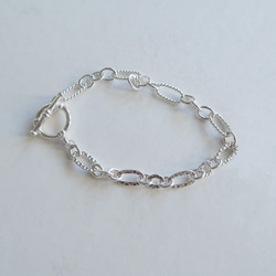 925純銀 復古字母 數字 珍珠 客製化 不對稱鍊 OT扣 手鍊 免費送禮包裝 第7張的照片