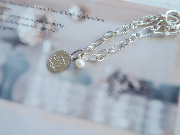 925純銀 復古字母 數字 珍珠 客製化 不對稱鍊 OT扣 手鍊 免費送禮包裝 第6張的照片