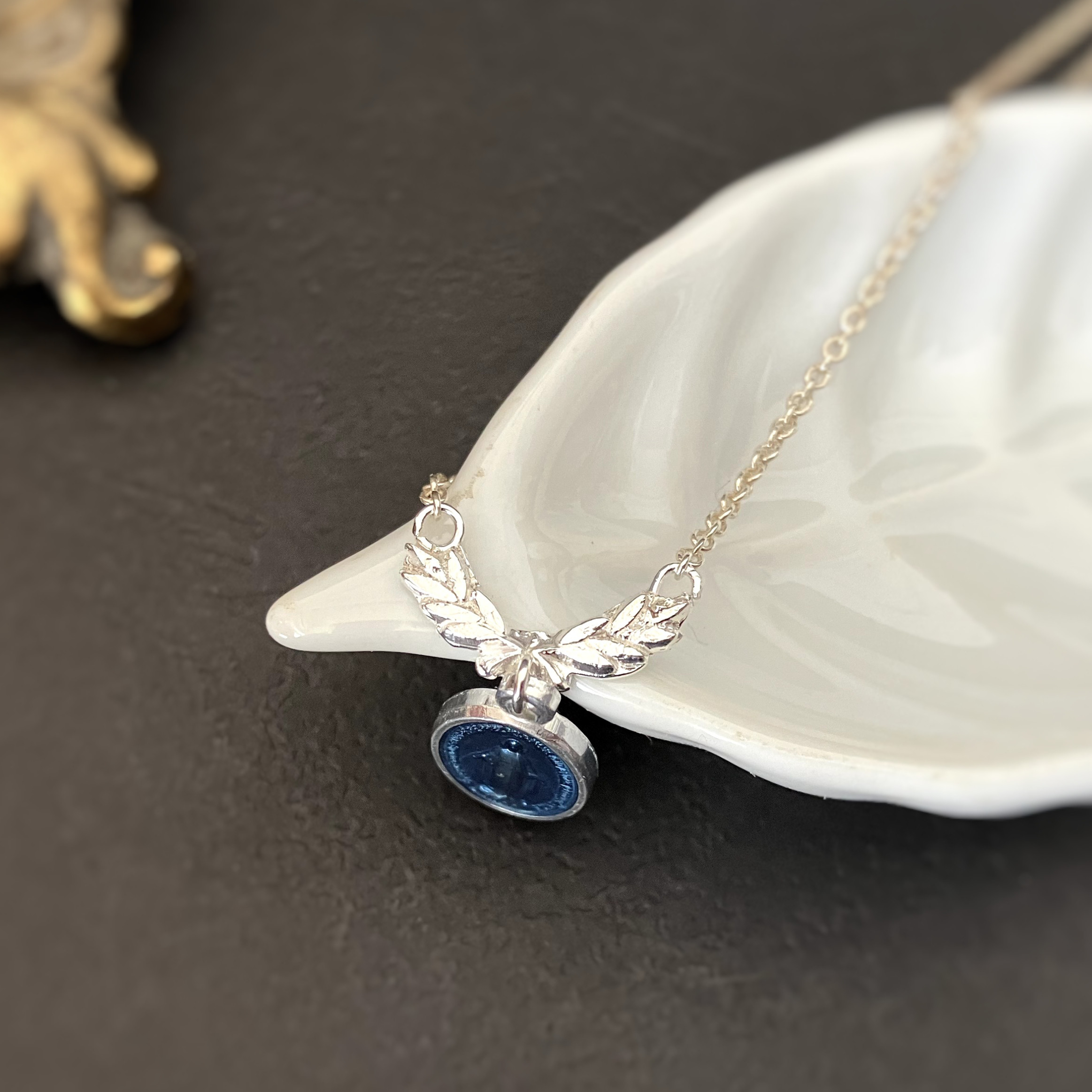 [フランス奇跡のメダイ] Laurier 月桂樹のネックレス silver*blue
