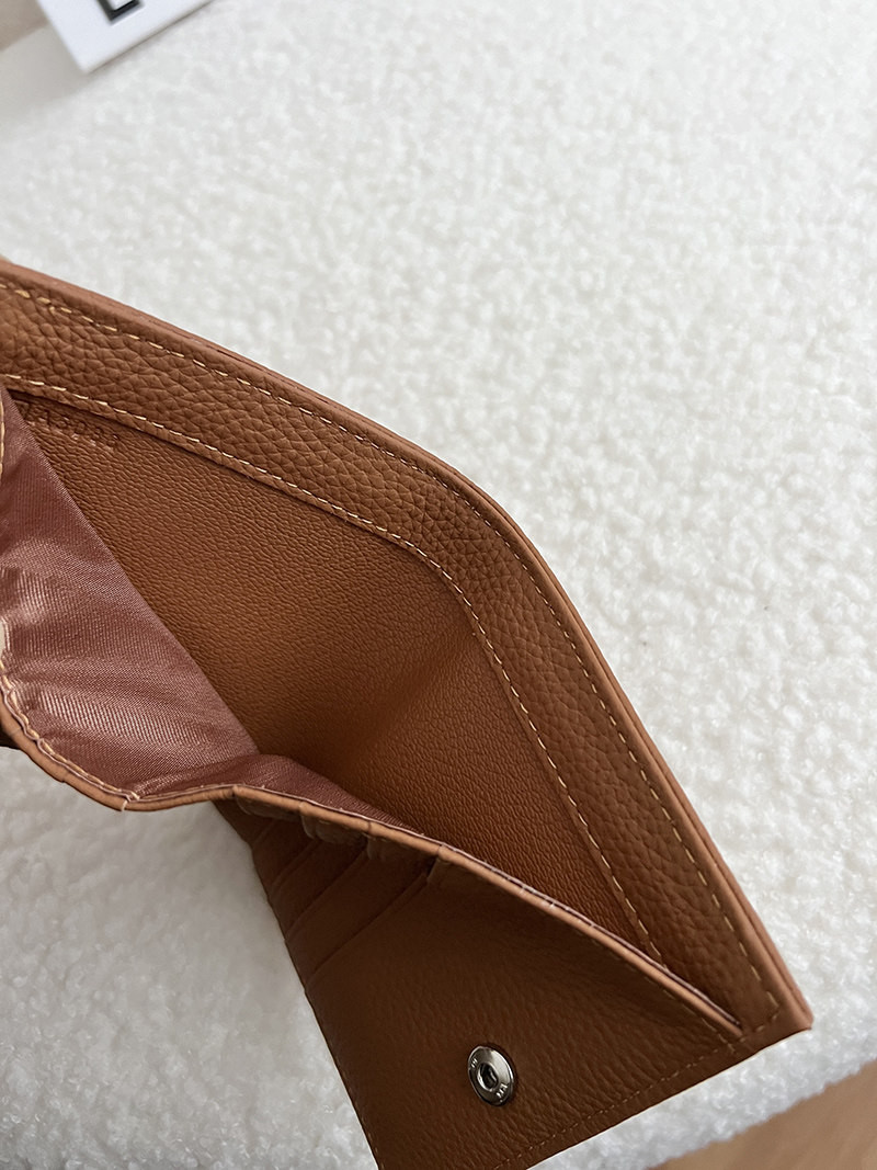 超薄型折りたたみショートワレット コンパクト持ち運び便利 本革ジッパーポーチ