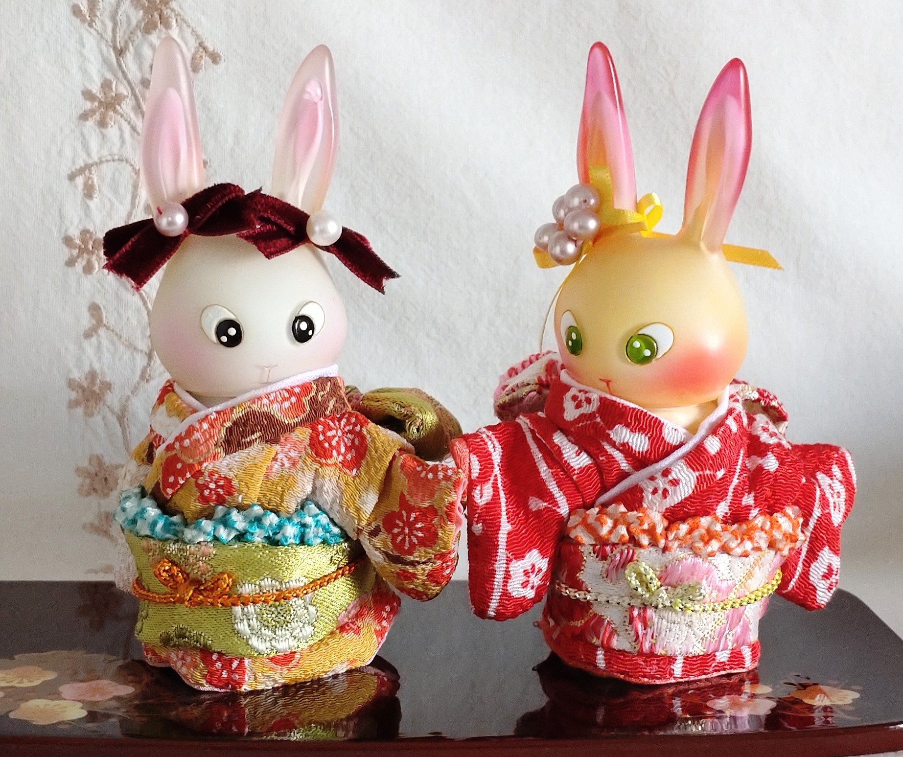 オリジナルキャラクター*うさぎの「ラビフィー」*着物ラビフィー　梅柄二種