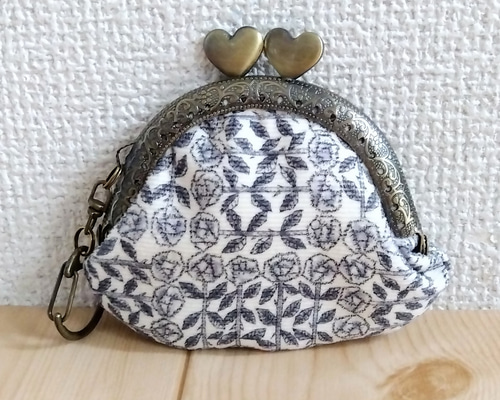 リバティ がま口ミニポーチ コインケース キーホルダー 8.5cmハート