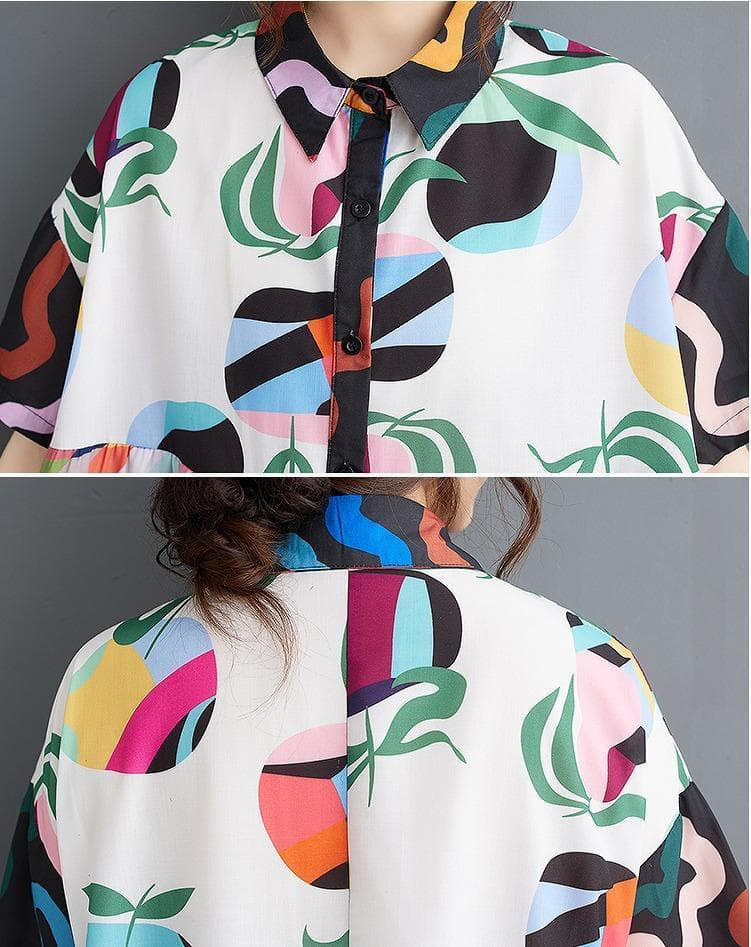 大きいサイズ レディース シャツ　ワンピース　春夏 秋 新品 半袖