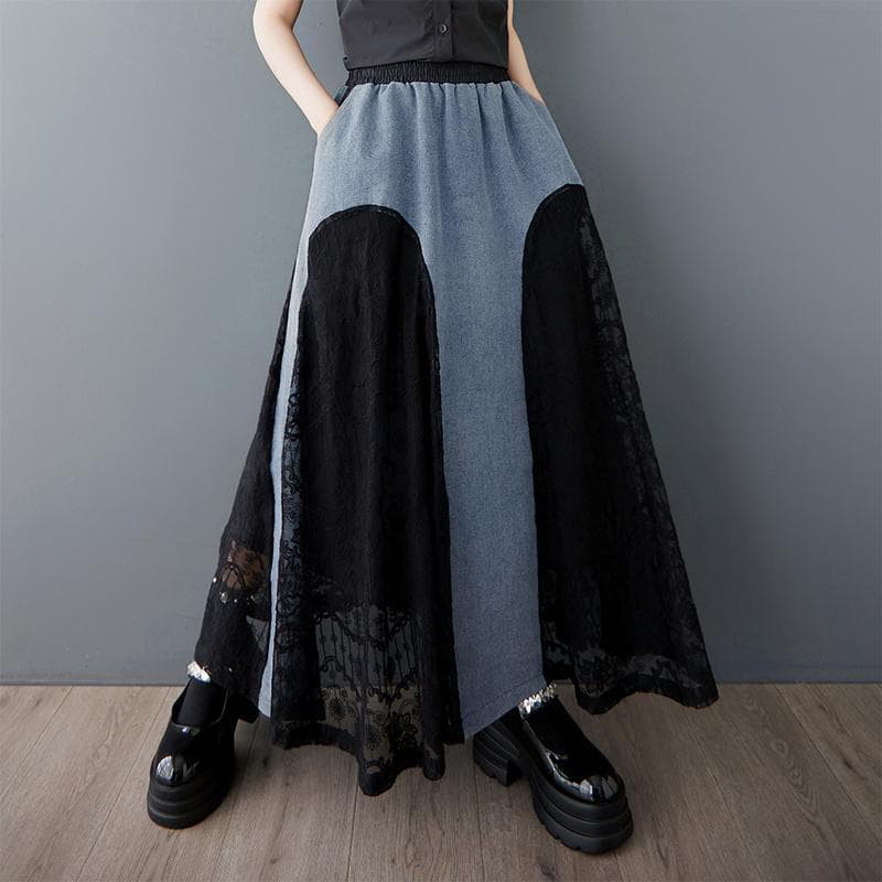 大きいサイズ スカート　レース　異素材　レディース 春夏　 新品 ロング