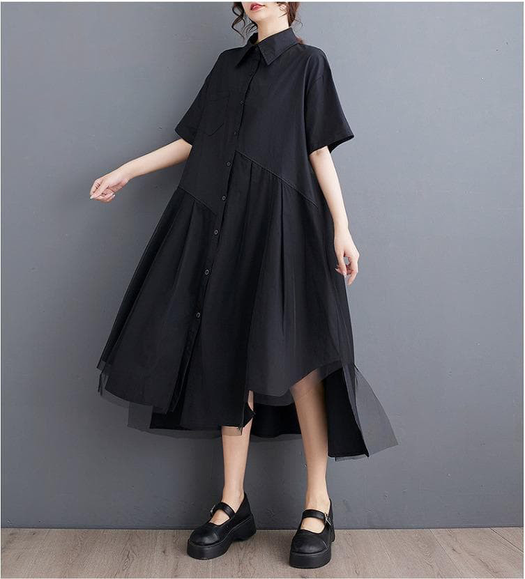 大きいサイズ レディース ワンピース　ヘムデザイン　春夏 秋 新品 半袖