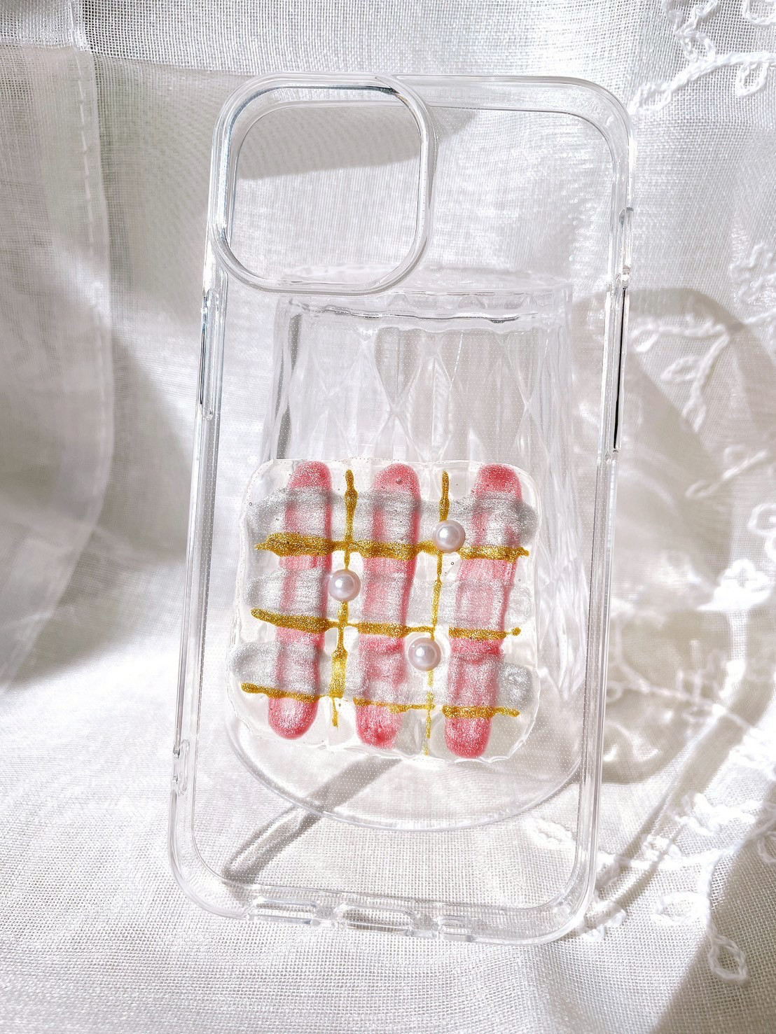 ジェルネイルみたい！結婚式や日常使いにも　おしゃれなiPhone13miniケース　オリジナルスマホケース　韓国風