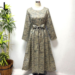 着物リメイク☆本場正絹大島紬☆ロールカラー☆Aラインワンピース192