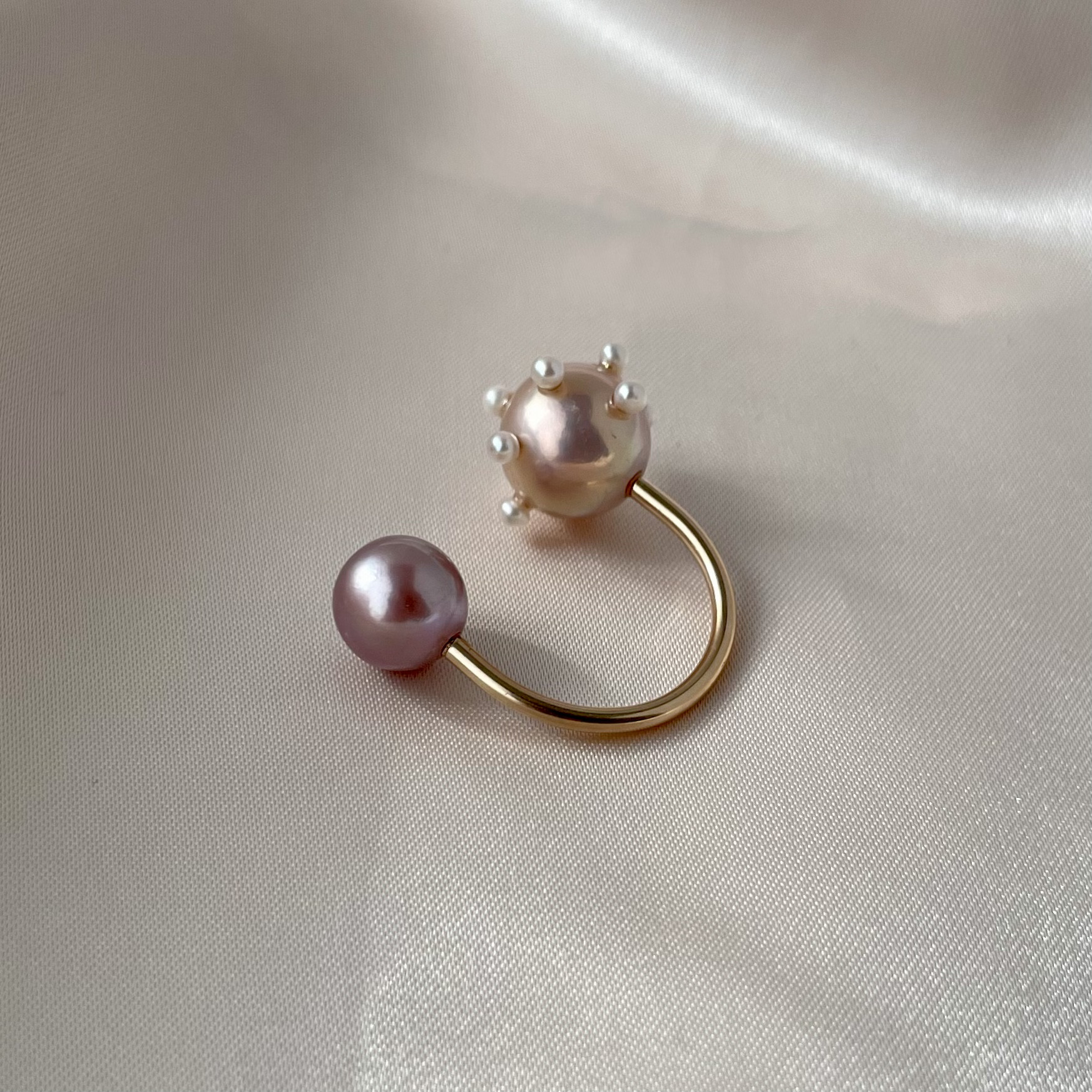 【一点もの】淡水パール ナチュラルカラー /ドットパール /14kgfフォークリング