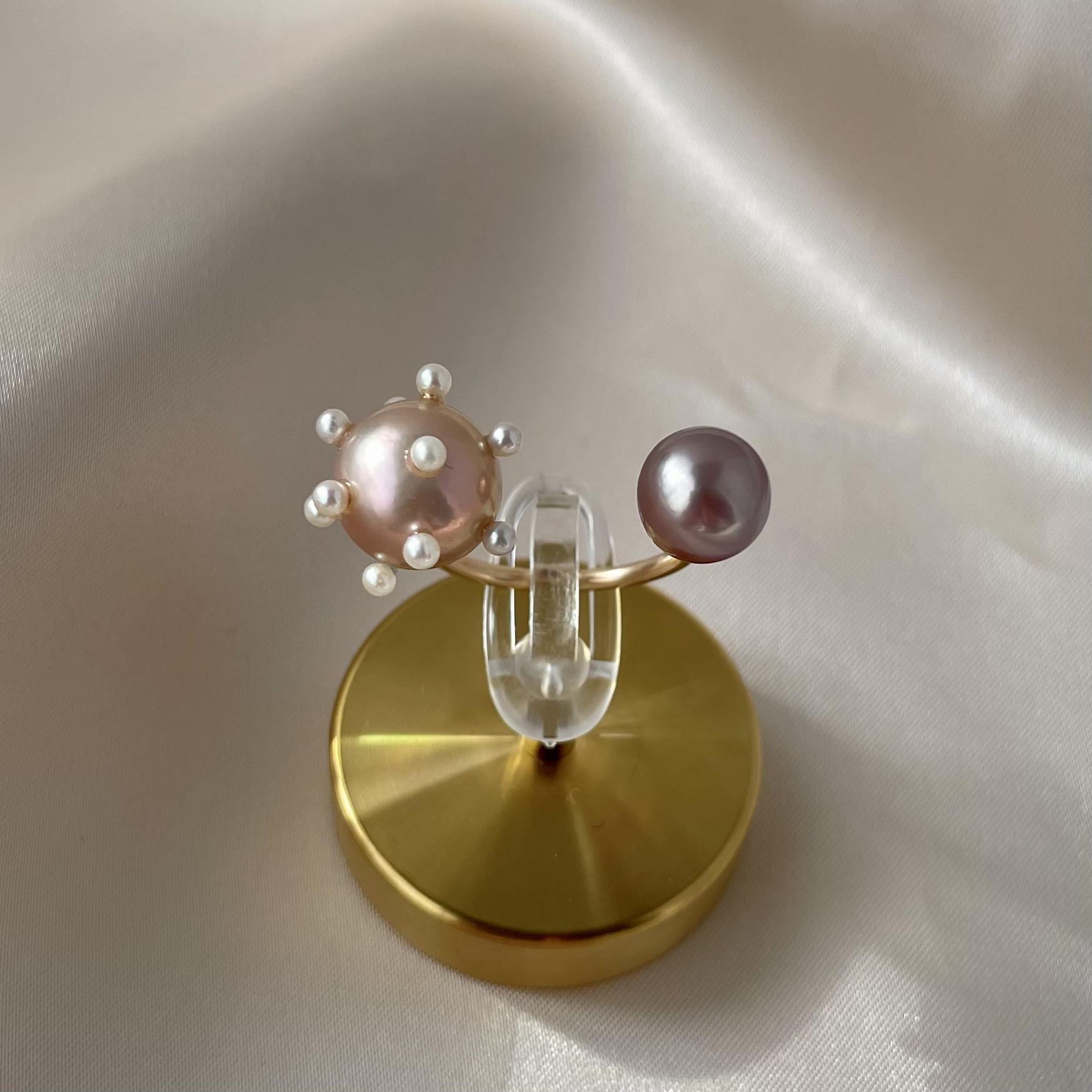 【一点もの】淡水パール ナチュラルカラー /ドットパール /14kgfフォークリング