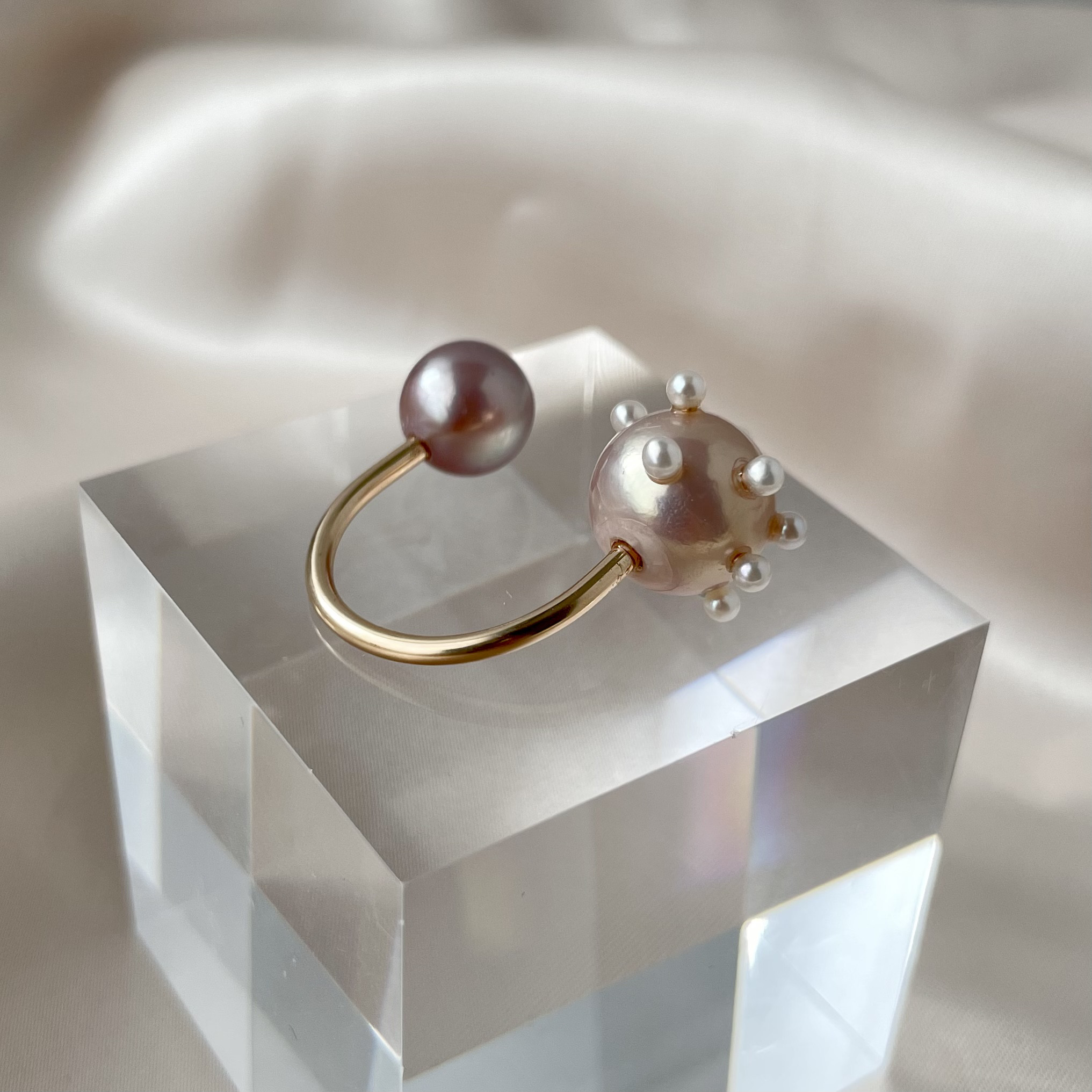 【一点もの】淡水パール ナチュラルカラー /ドットパール /14kgfフォークリング