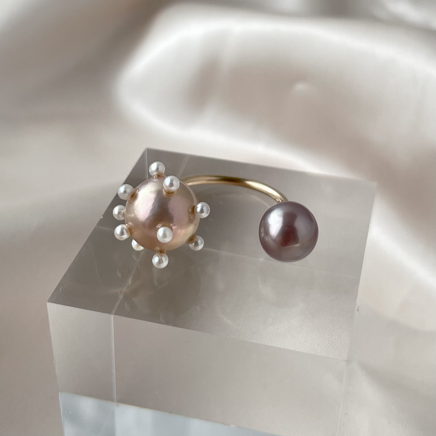 【一点もの】淡水パール ナチュラルカラー /ドットパール /14kgfフォークリング