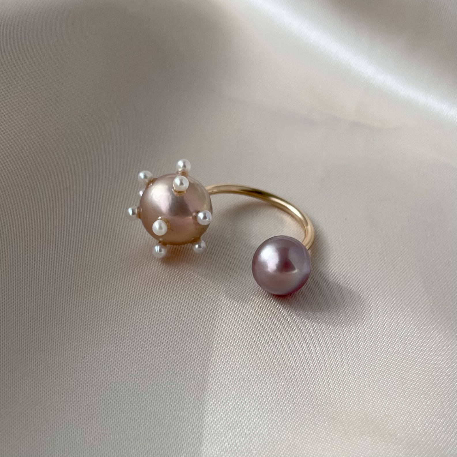 【一点もの】淡水パール ナチュラルカラー /ドットパール /14kgfフォークリング