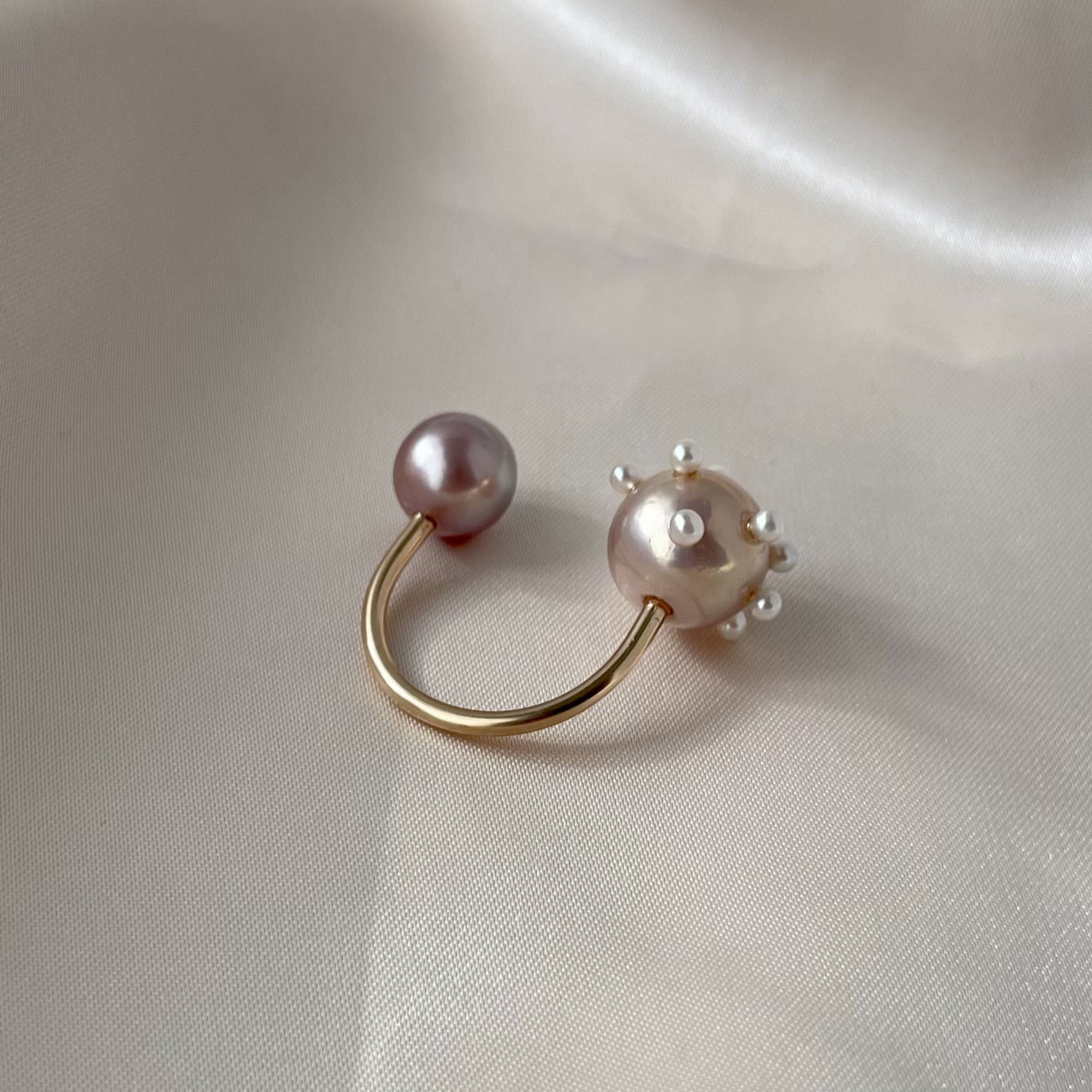 【一点もの】淡水パール ナチュラルカラー /ドットパール /14kgfフォークリング