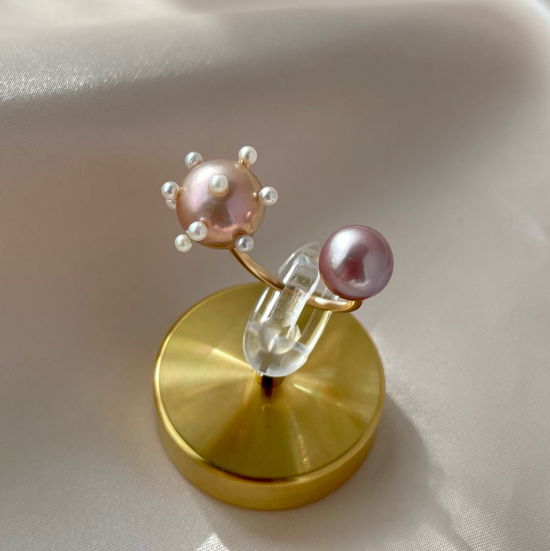 【一点もの】淡水パール ナチュラルカラー /ドットパール /14kgfフォークリング