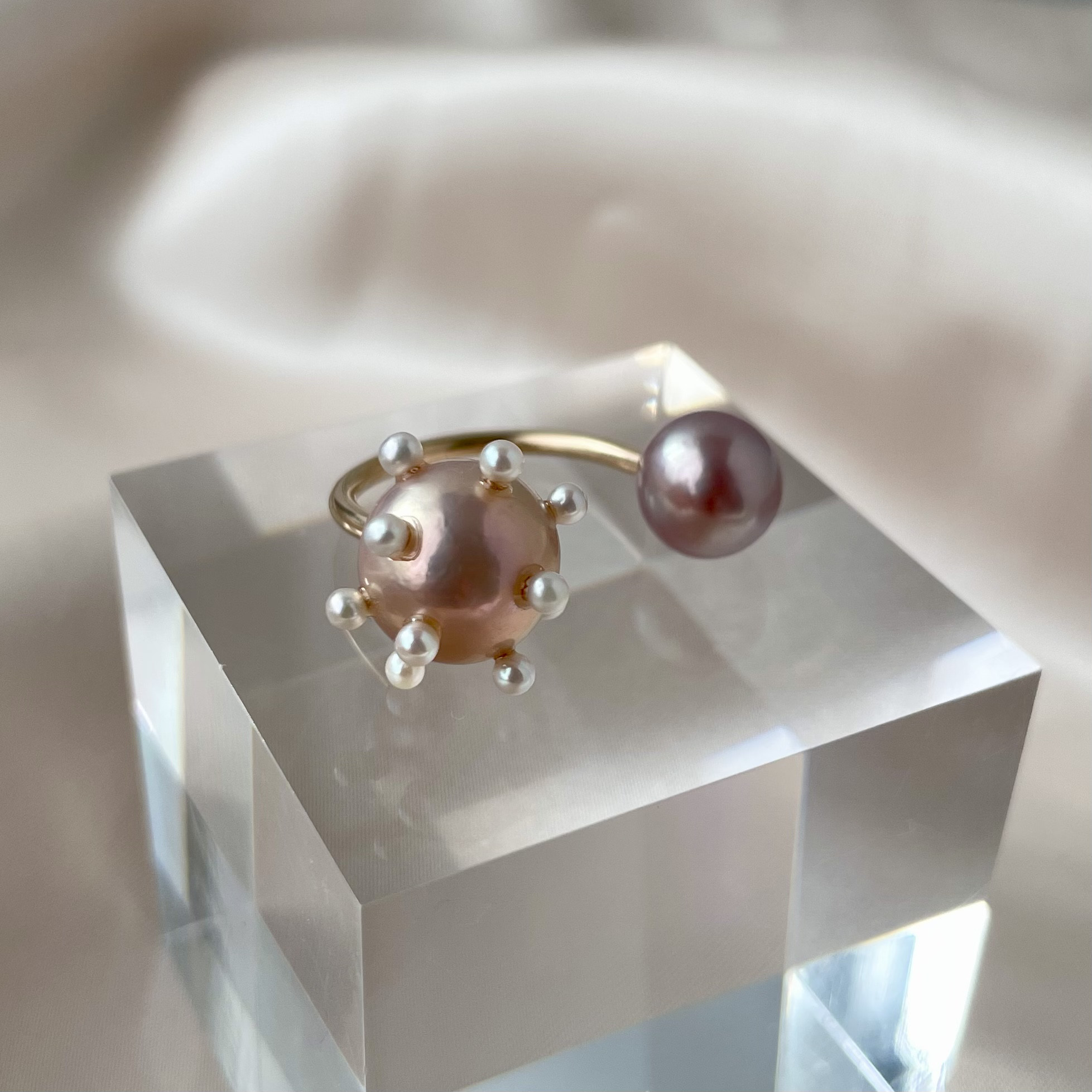 【一点もの】淡水パール ナチュラルカラー /ドットパール /14kgfフォークリング